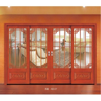 四开吊趟实木玻璃门AB-07